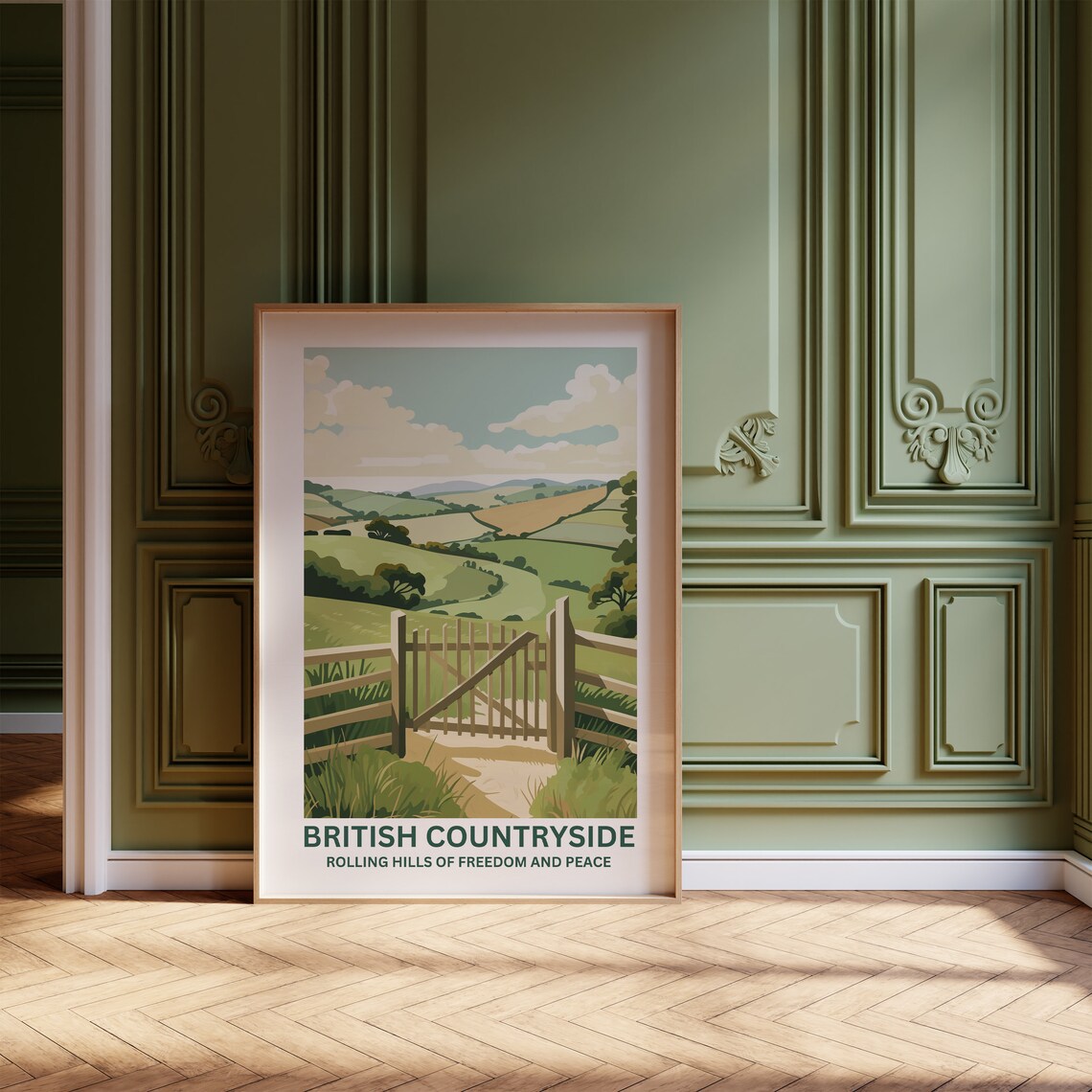British Countryside Fields Art Print, Classic Landscape - Image 4