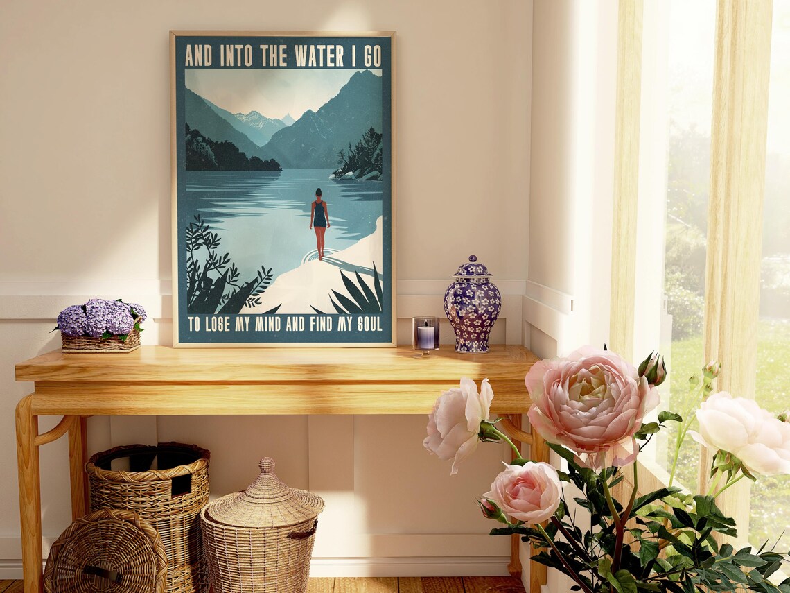 Into The Water I Go Vintage Retro Travel Poster - Image 3