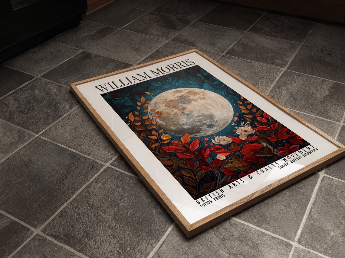William Morris Full Moon Night Garden Botanical Exhibition Poster - Image 4