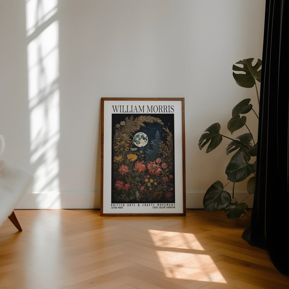 William Morris Full Moon Night Garden Floral Exhibition Poster - Image 2