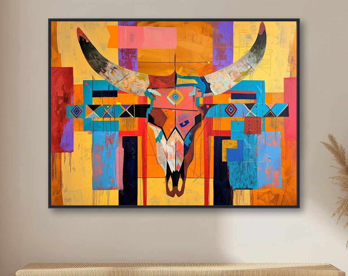 Cow Skull Painting, Southwestern Texas Art Print