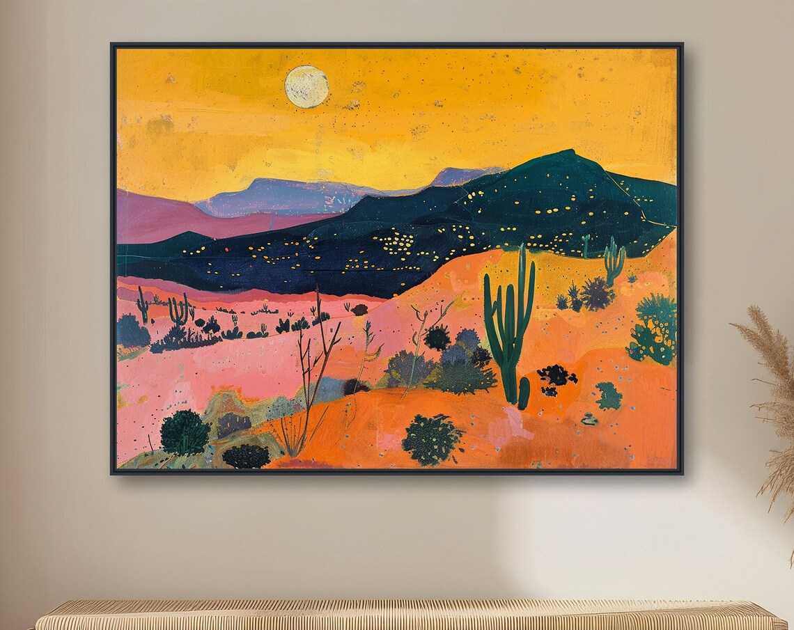 Western Desert Mesa Art Print, Vintage Southwest