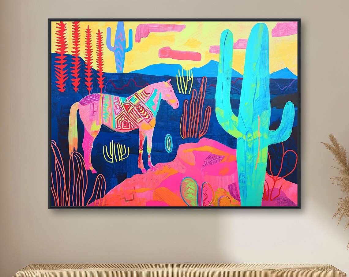Horseplay Southwestern Horse and Saguaro Cactus Art Print