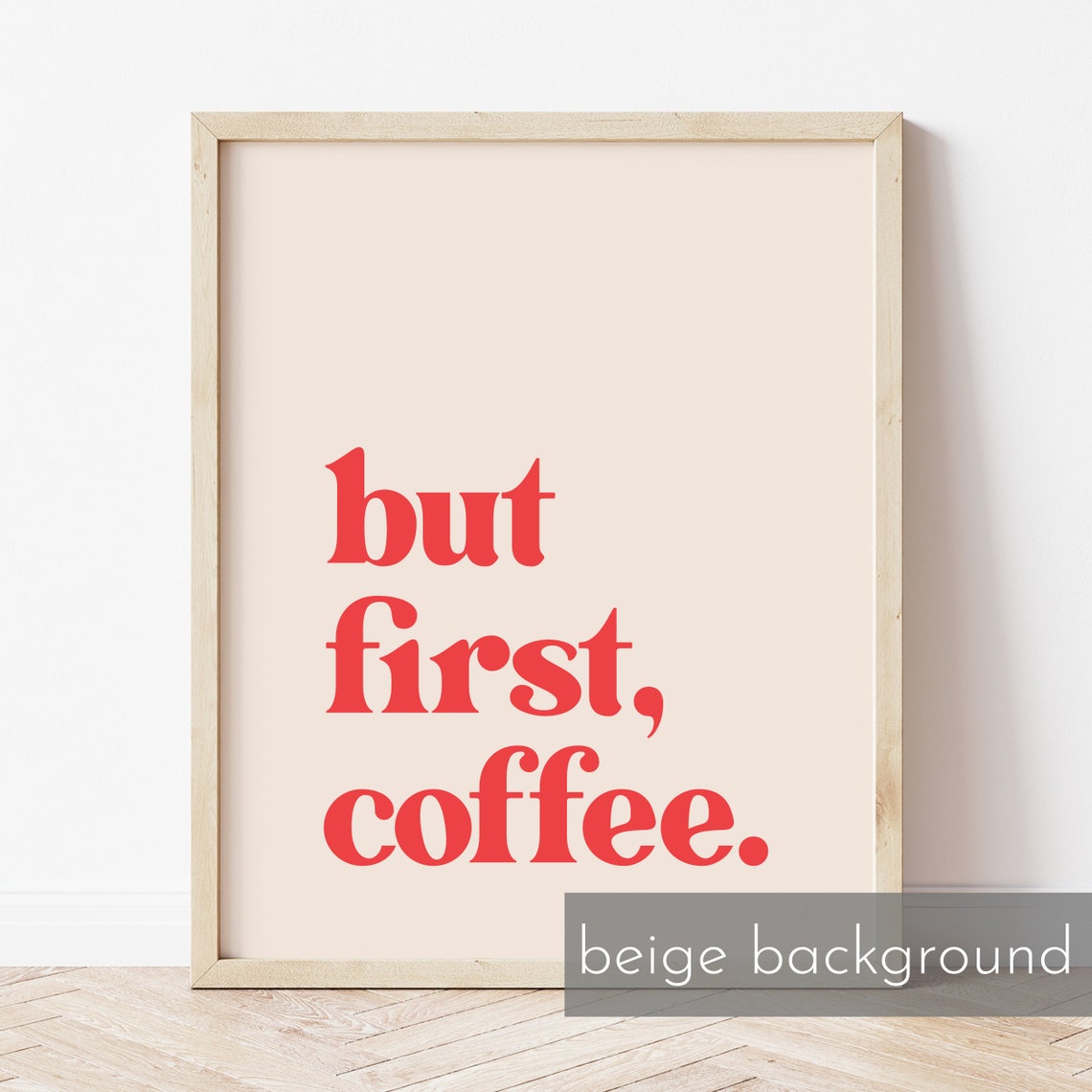 But First Coffee Bold Red Retro Typography Kitchen Quote Poster - Image 3