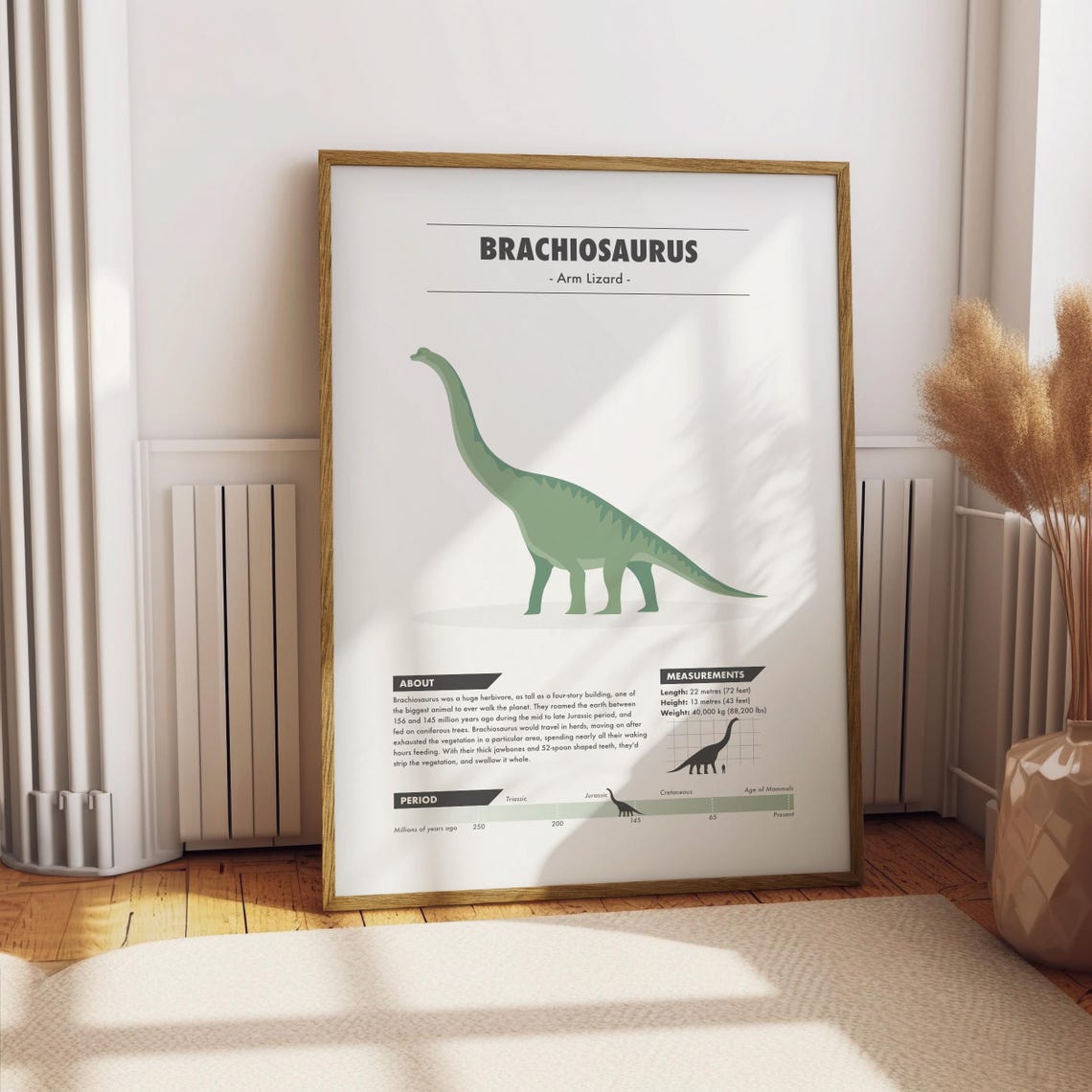 Brachiosaurus Fun Facts Educational Illustrated Kids Dinosaur Poster - Image 3