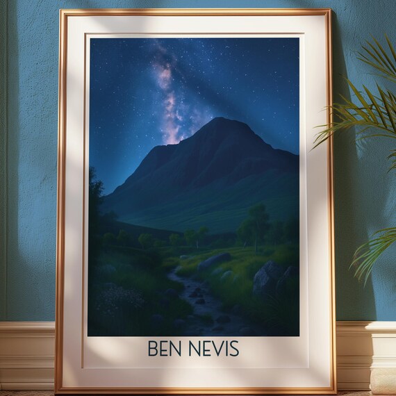 Ben Nevis Night Milky Way Stars Scotland Mountain Landscape Poster