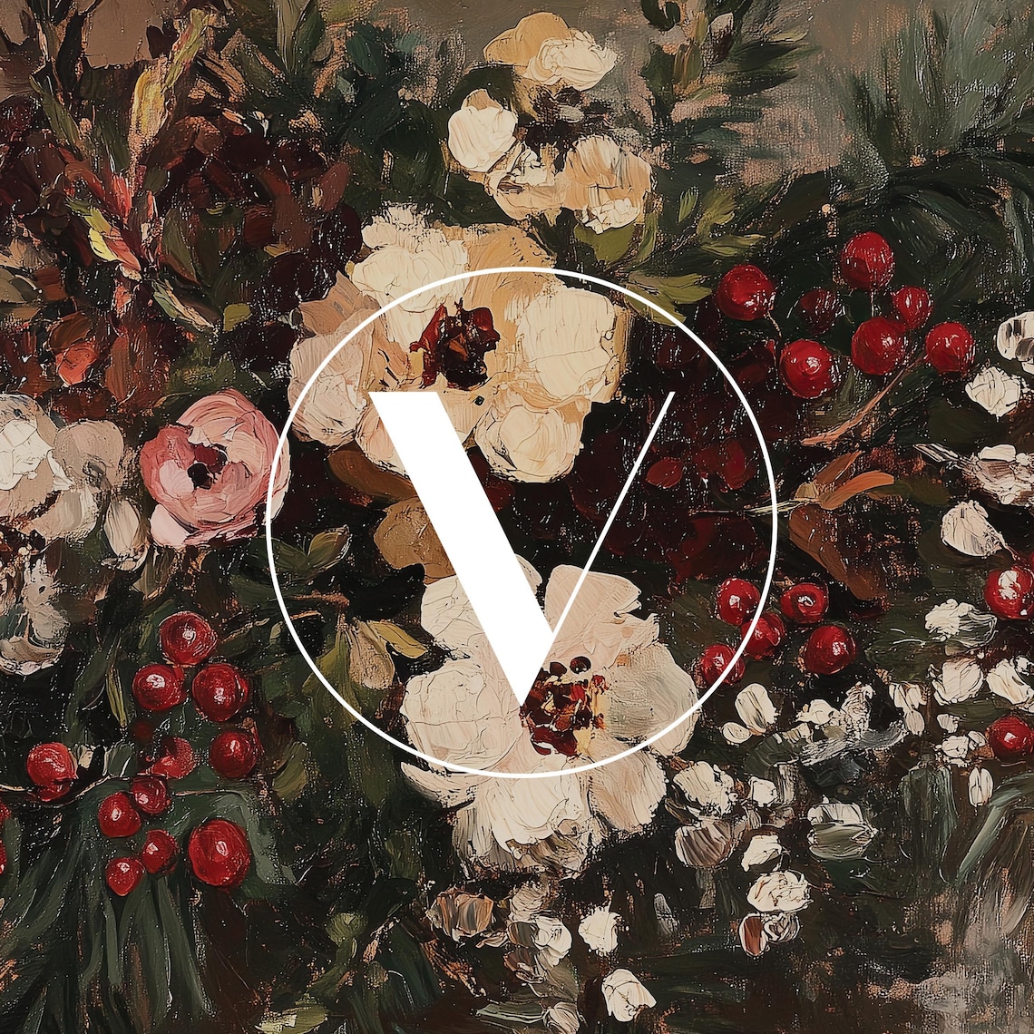 Vintage Winter Floral Christmas Botanical Art Print - Image 2