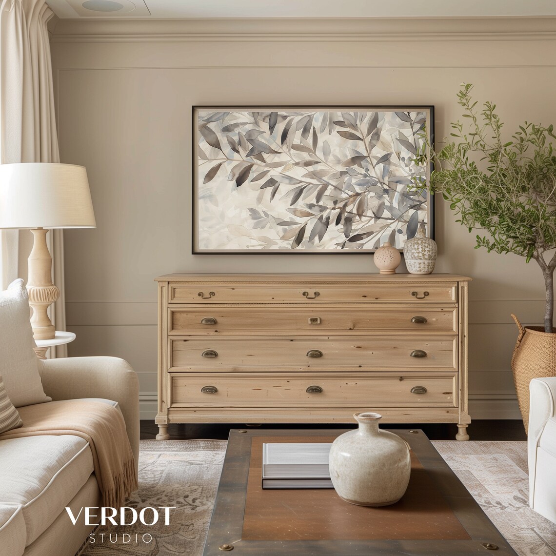 Olive Branch Botanical Summer Art Print, Neutral Decor - Image 4