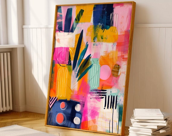Large Abstract Wall Art Print Vibrant And Colorful Painting Bright Orange And Yellow Artwork Modern Home Decor Modern Wall Art
