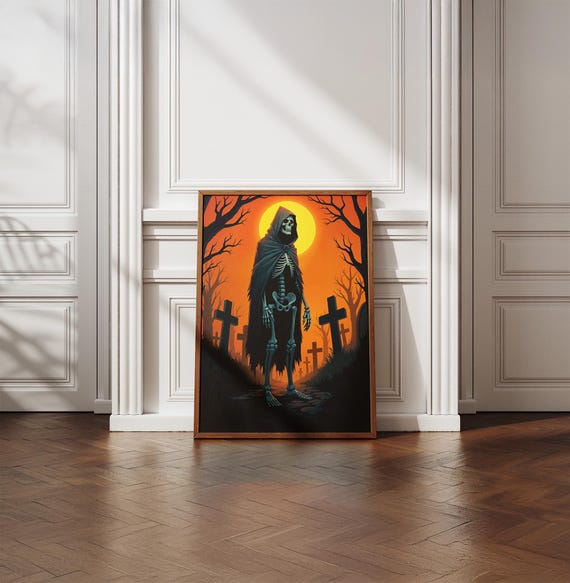 Cute Cat Print Halloween Wall Art Vintage Black Lover Gift Poster