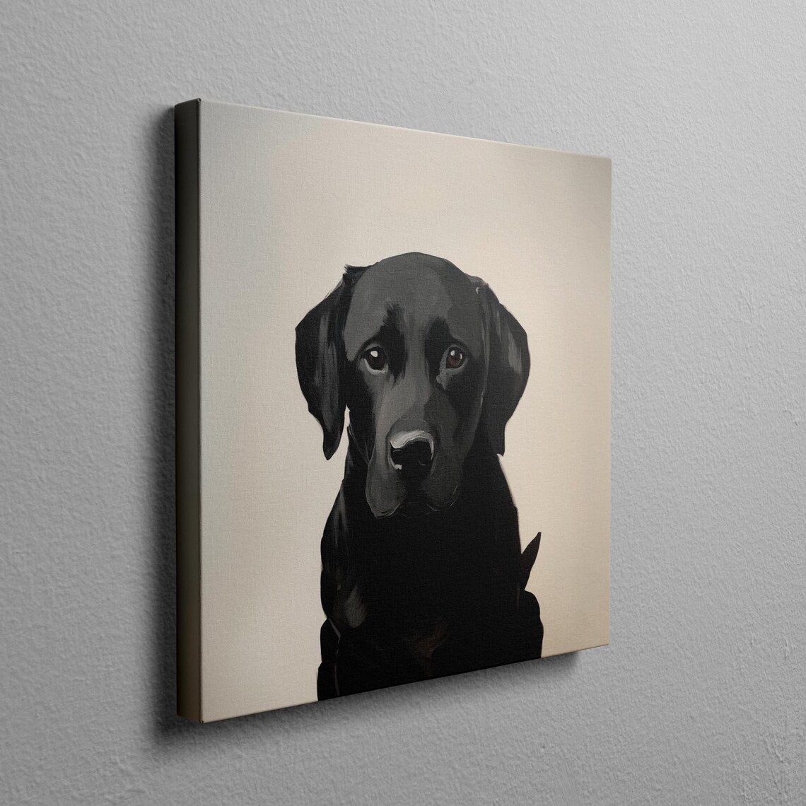 Black Labrador Puppy Minimalist Portrait on Neutral Beige Poster - Image 2