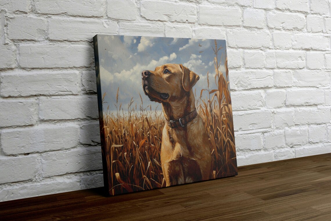 Yellow Labrador Portrait Standing In A Golden Cornfield Poster - Image 4