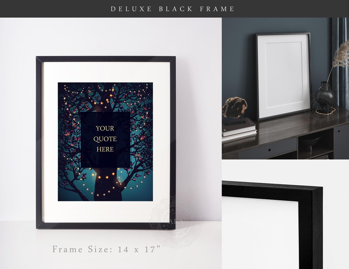 Custom Quote Night Tree Lights Gold Foil Your Own Text Wall Art - Image 2