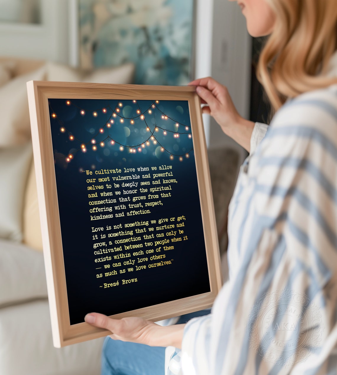 We Cultivate Love Brene Brown Quote String Lights Night Wall Art - Image 4