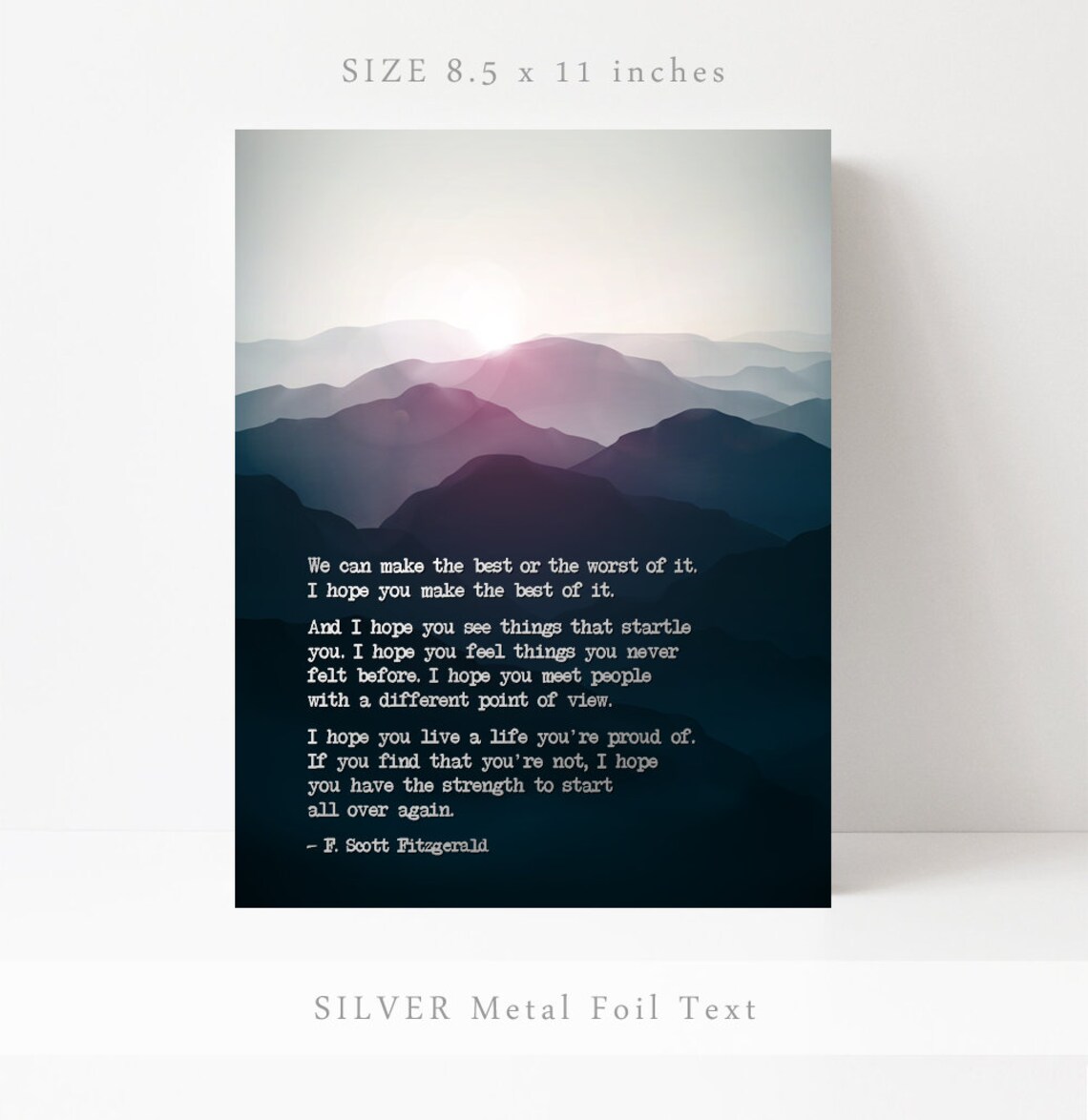 F. Scott Fitzgerald Mountains Quote Art Print - Image 3