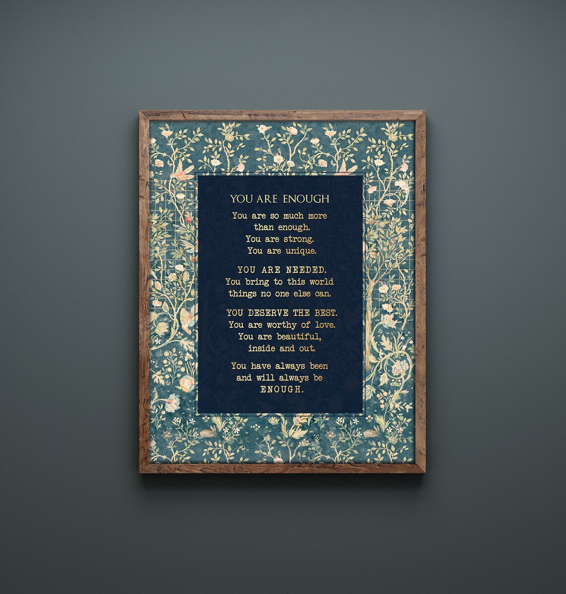 You're Enough Gold Motivational Art Print, William Morris - Image 4