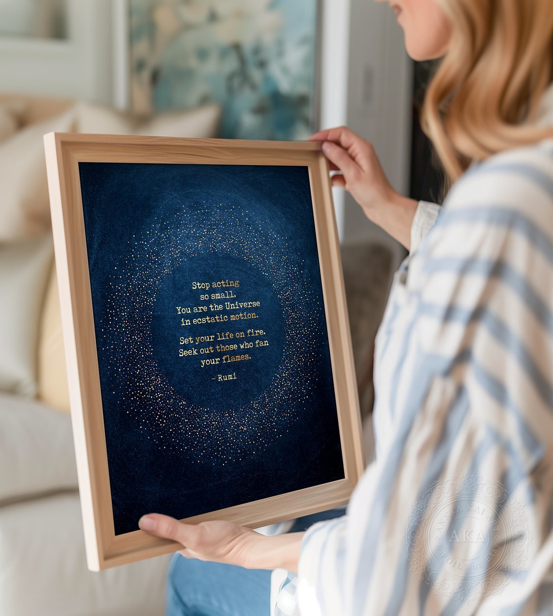 You Are The Universe Rumi Quote Gold Stardust Midnight Navy Wall Art - Image 4