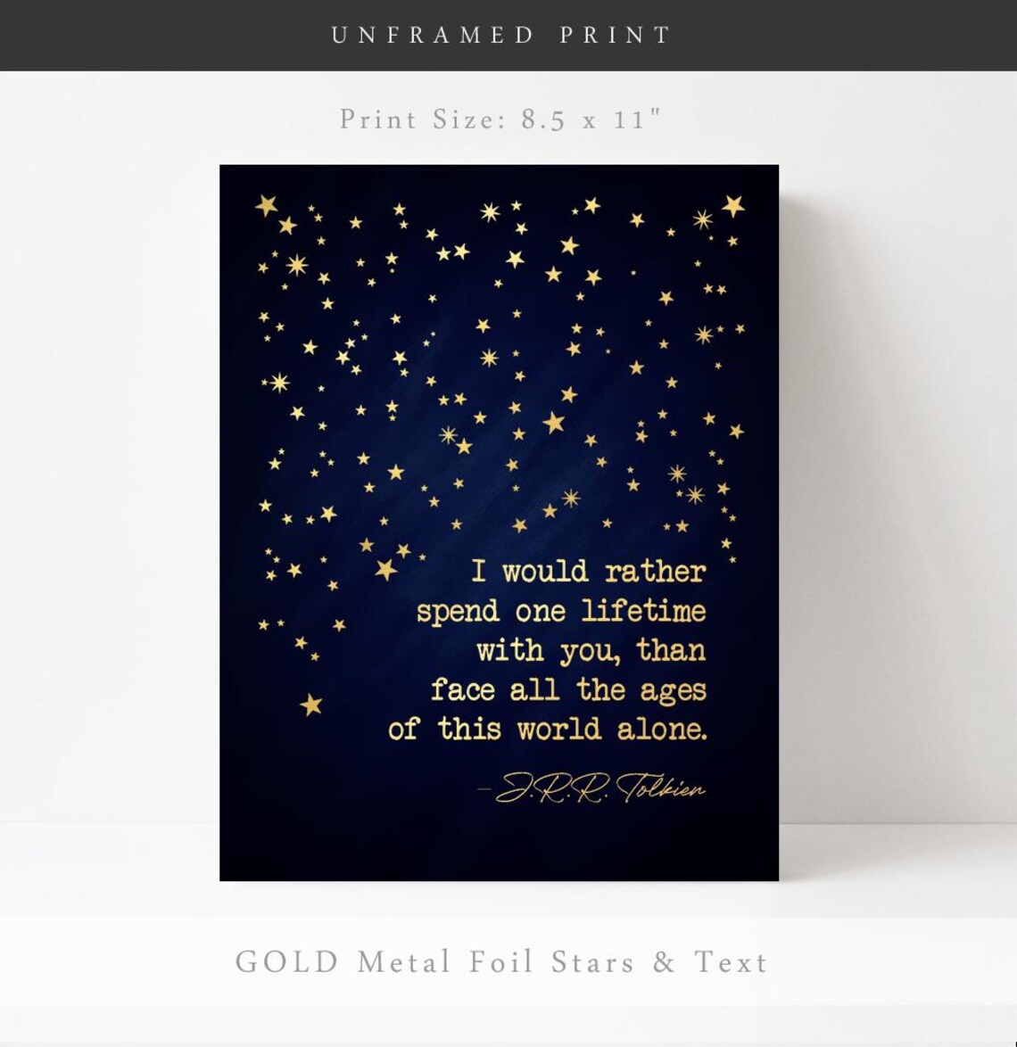 J. R. R. Tolkien Quote Art Print, Gold LotR Decor - Image 3