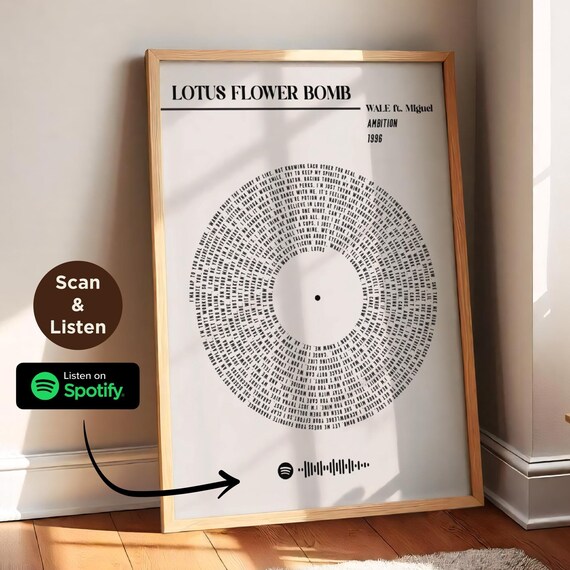 Custom Vinyl Lyrics Poster, Spotify Code Music Gift