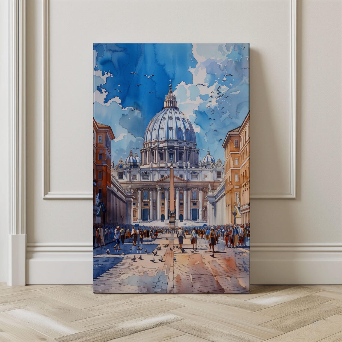 Watercolor Italy Rome Vatican City Print Wall Art Travel Poster St Peters Basilica Poster Italy Painting Rome Christmas - Image 2