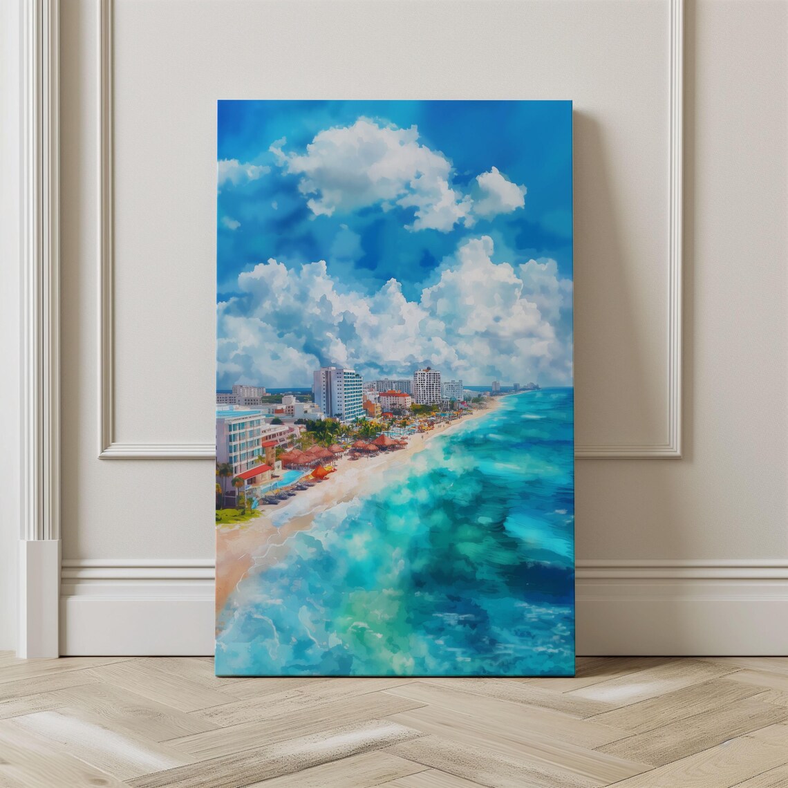 Watercolor Cancun Beach Mexico Travel Poster - Image 2