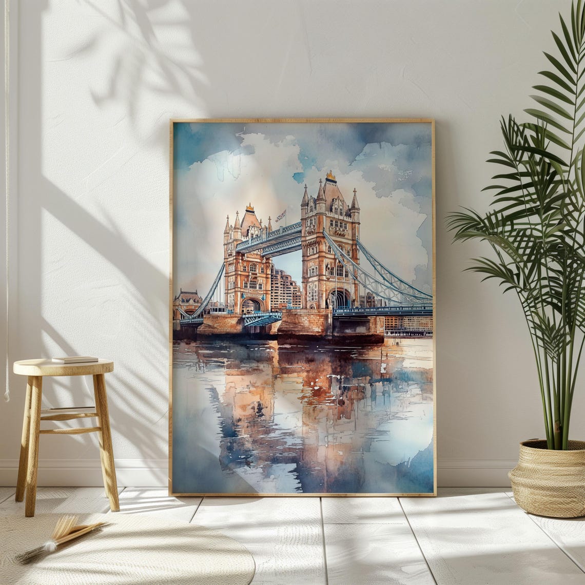 Watercolor London Tower Bridge Travel Poster, England - Image 2