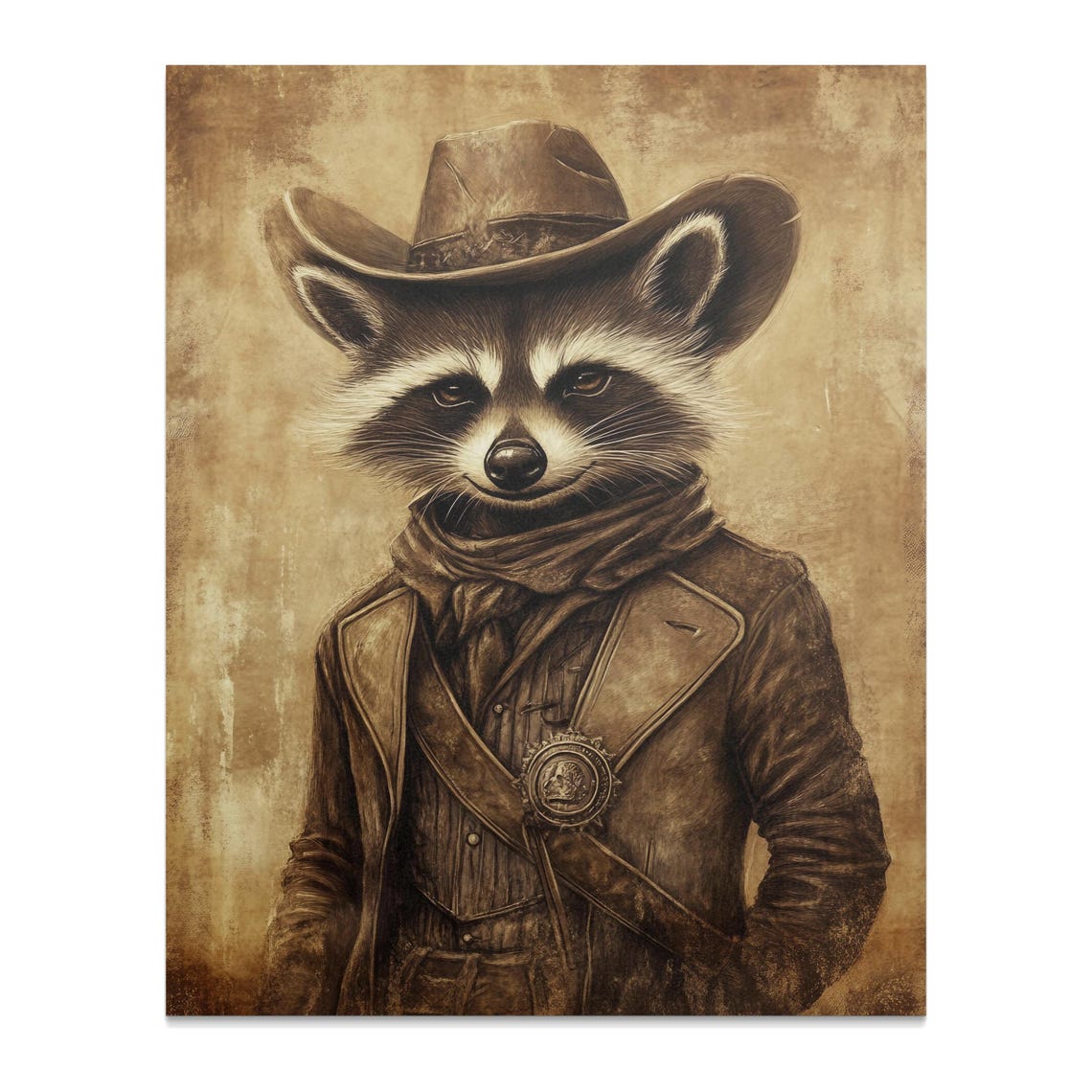 Western Raccoon Art Poster Cowboy Raccoon Wall Art Rustic Raccoon Decor Animal Wall Art Farmhouse Decor Country Themed Poster Western - Image 2