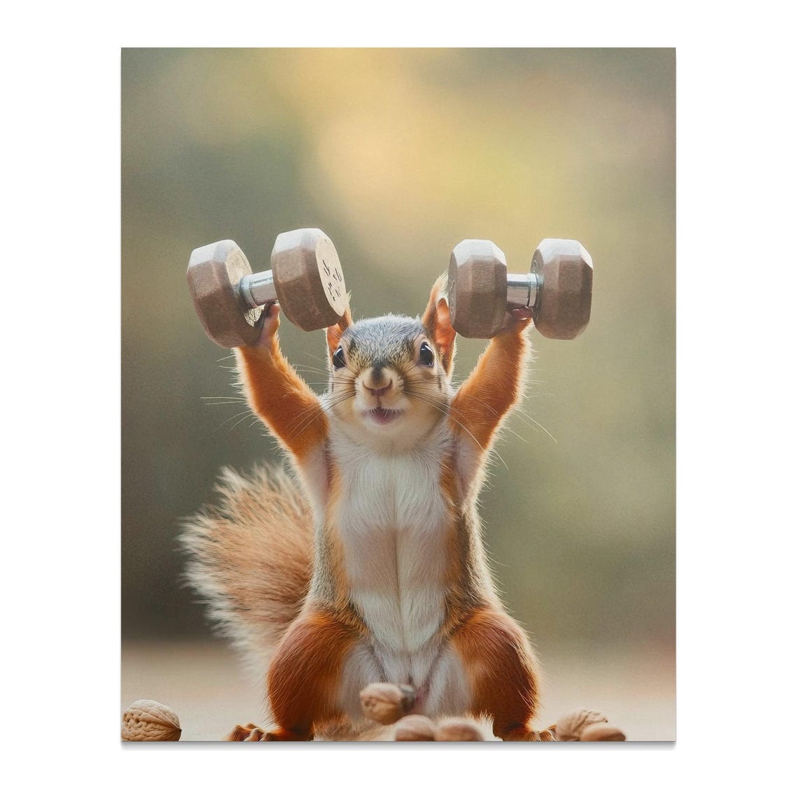 Squirrel Lifting Dumbbells Funny Workout Gym Animal Poster Art - Image 2
