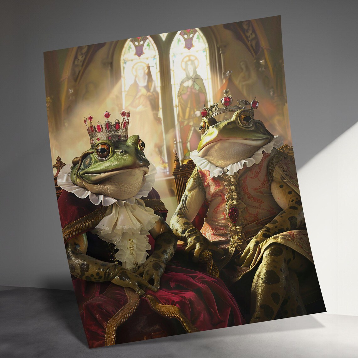 Royal Frog King And Queen Crowned Regal Amphibian Portrait Poster - Image 2