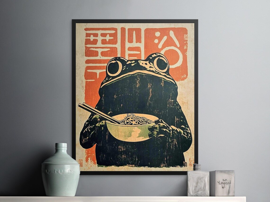 Retro Frog Ramen Poster, Quirky Kitchen Decor - Image 2