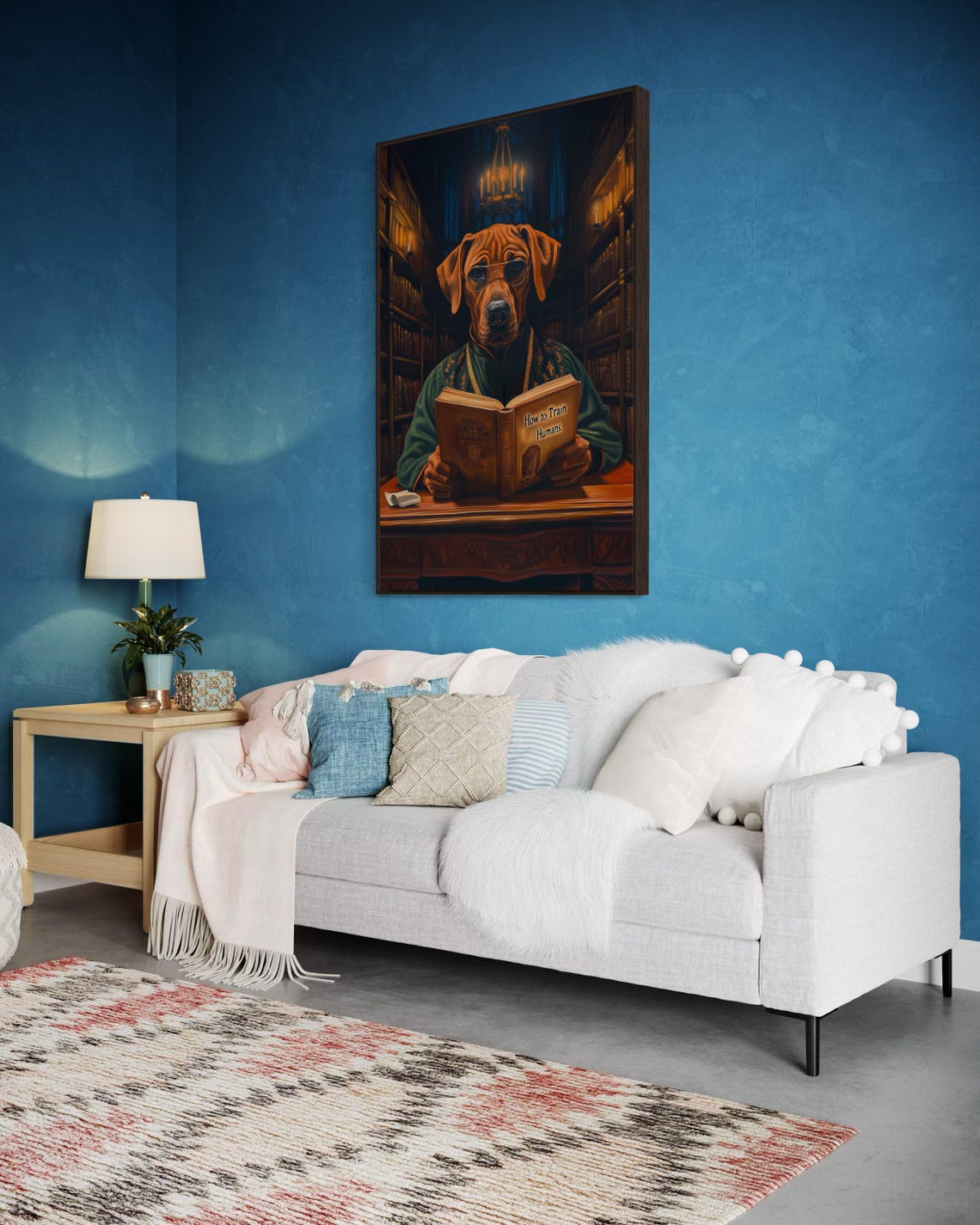 Rhodesian Ridgeback Reading How to Train Humans Book Library Poster - Image 3