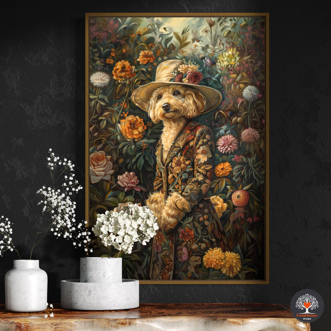 Goldendoodles Renaissance Pet Portrait, Vintage Print - Image 4