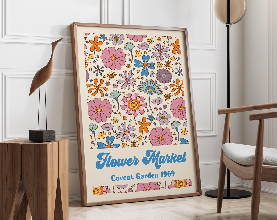 Flower Market Covent Garden 1969 Retro Floral Art Poster Room Decor