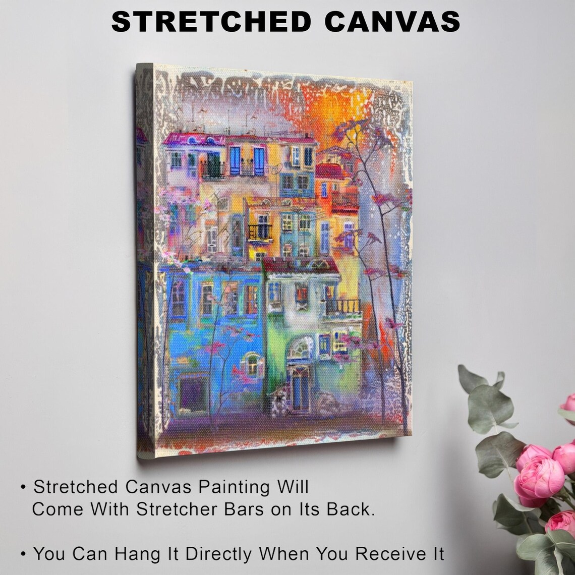 Colorful Dutch Canal Houses Painted in Watercolor Style Poster - Image 3