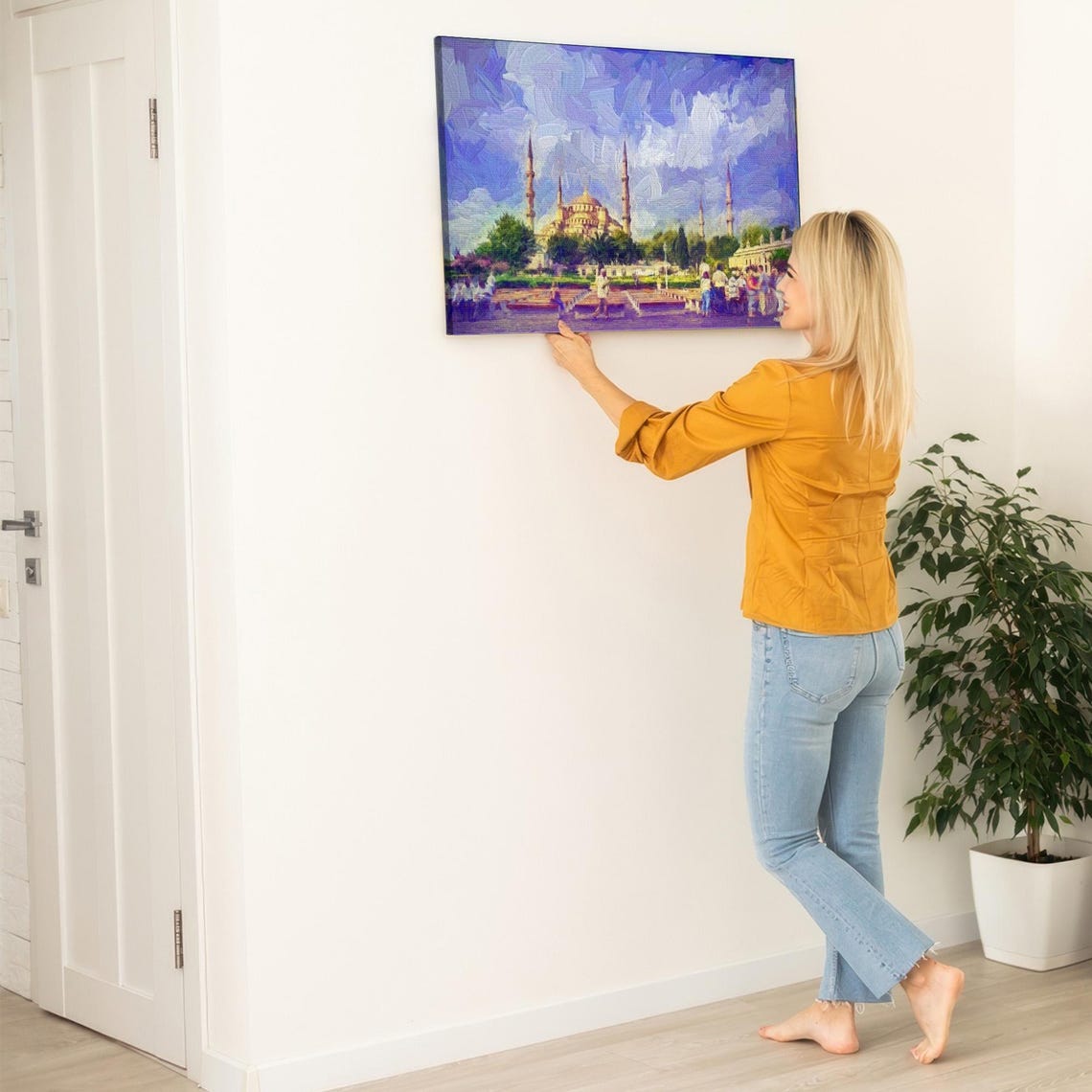 Istanbul Sultan Ahmed Blue Mosque Oil Painting Scene Art Poster - Image 5