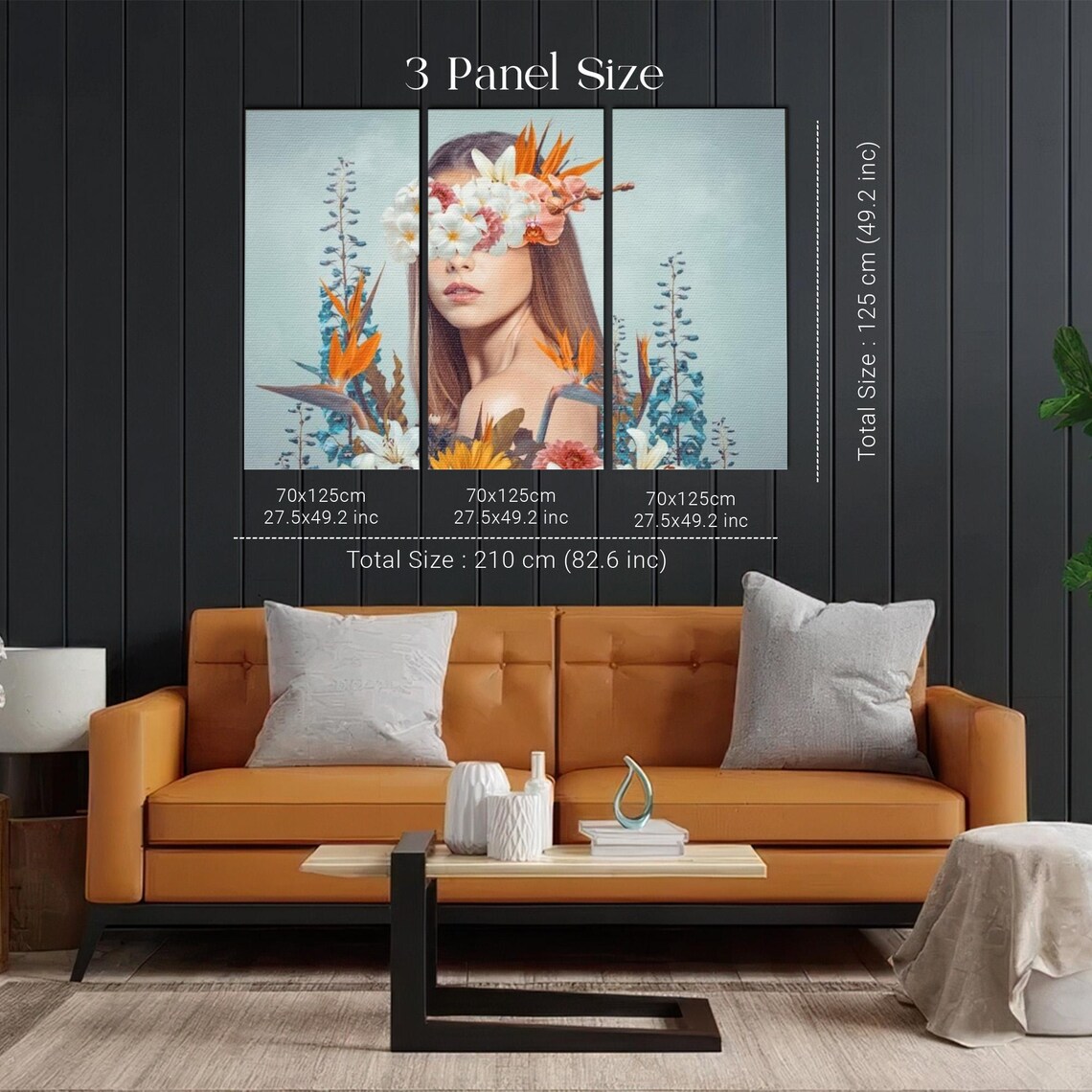 Surreal Woman Portrait With Flowers Over Eyes Botanical Poster - Image 2