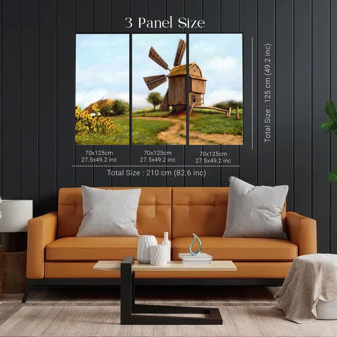 Rustic Wooden Windmill In Country Field With Sunflowers Poster - Image 2