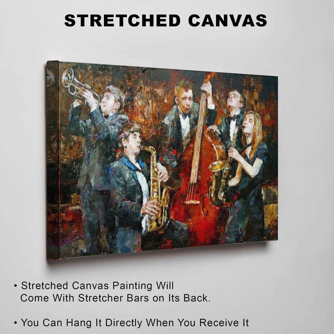 Jazz Band Performing with Saxophone and Trumpet Painting Poster - Image 3