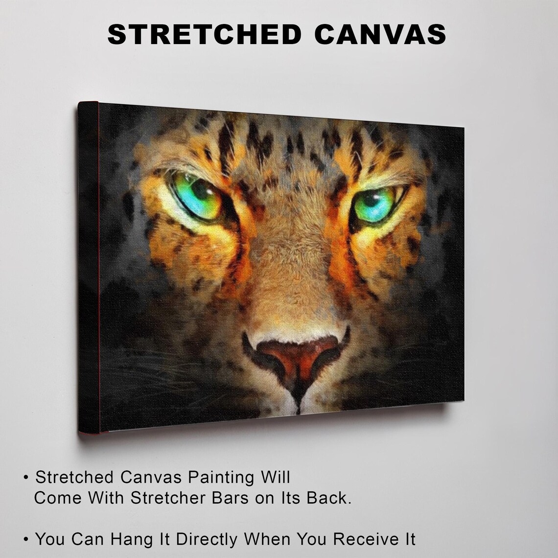 Piercing Green Eyes of a Cheetah in Dramatic Close Up Painting Poster - Image 3