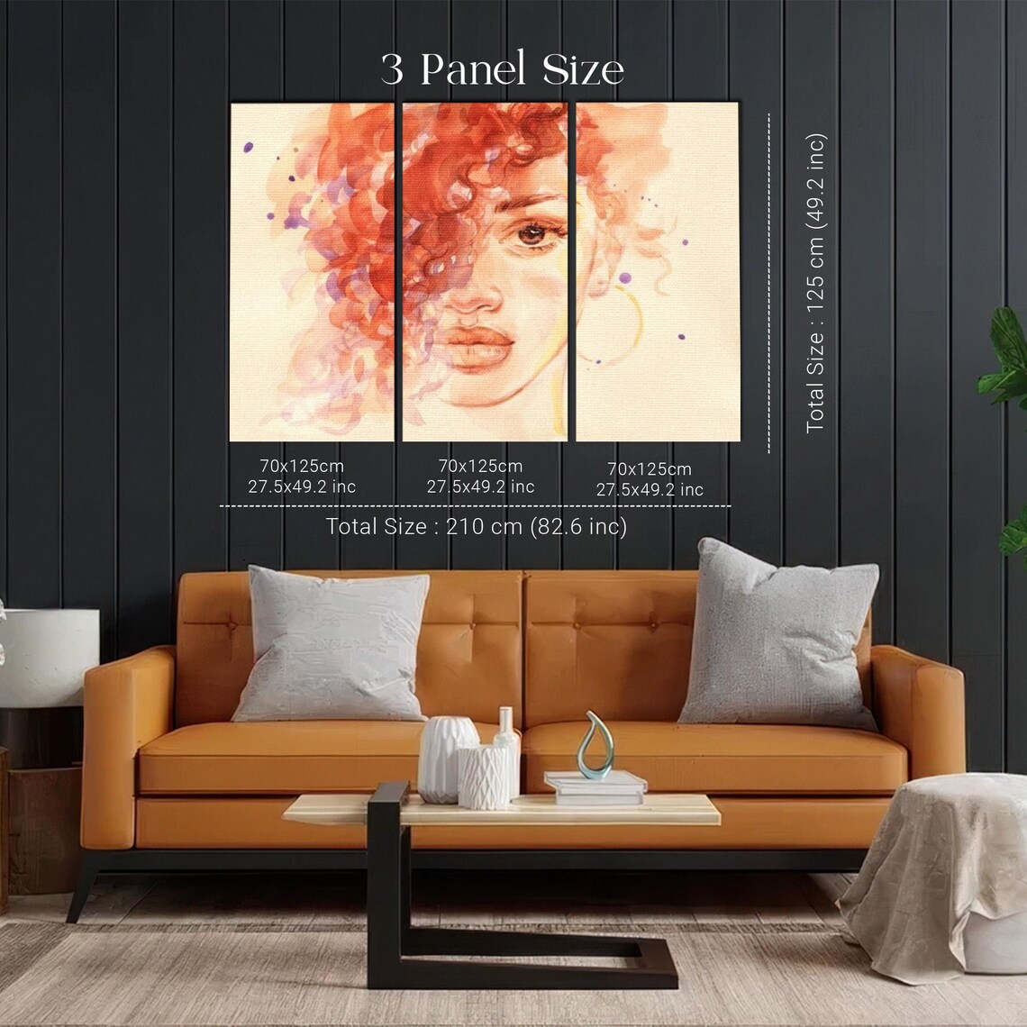Woman With Red Curly Hair Watercolor Portrait Painting Art Poster - Image 2