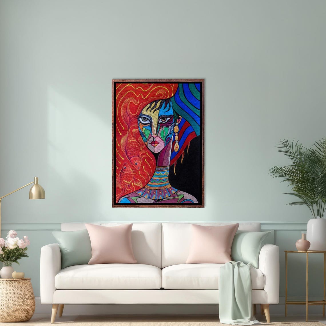 Colorful Abstract Woman Portrait Bold Expressionist Face Poster
