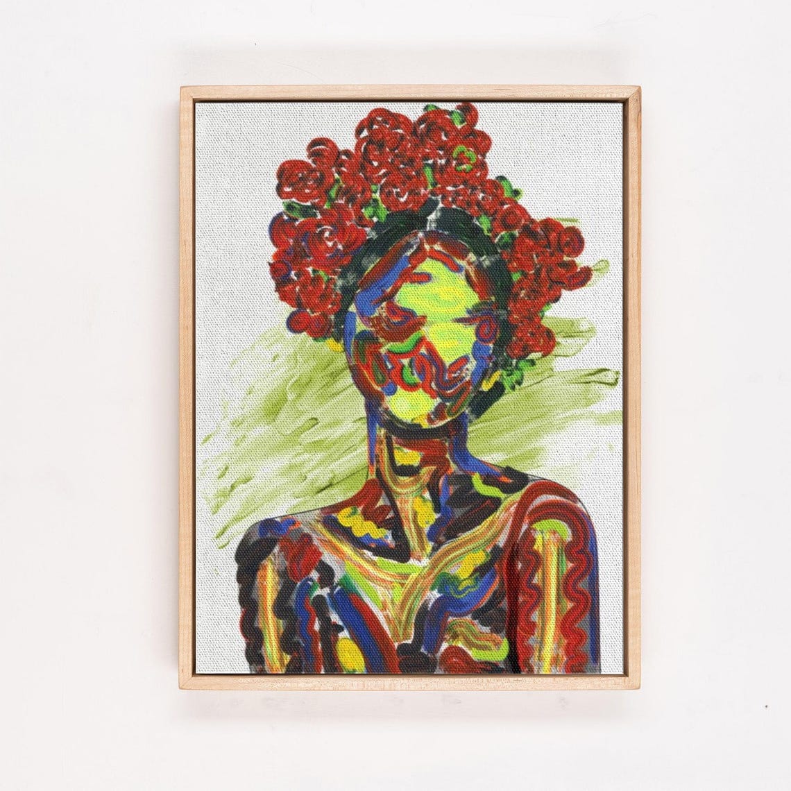 Colorful Abstract Woman With Red Rose Crown Expressionist Poster - Image 4