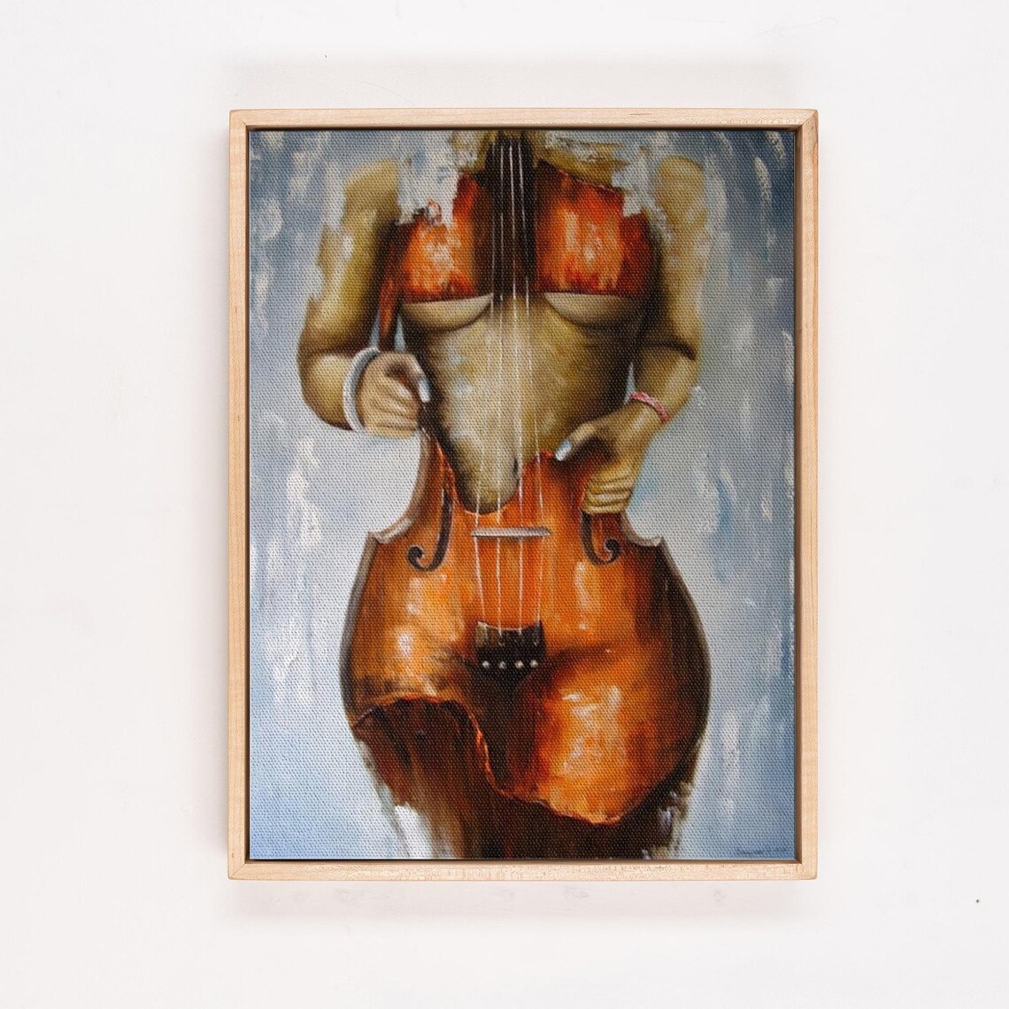 Surreal Painting of a Woman's Torso Blended with a Violin Body Poster - Image 4