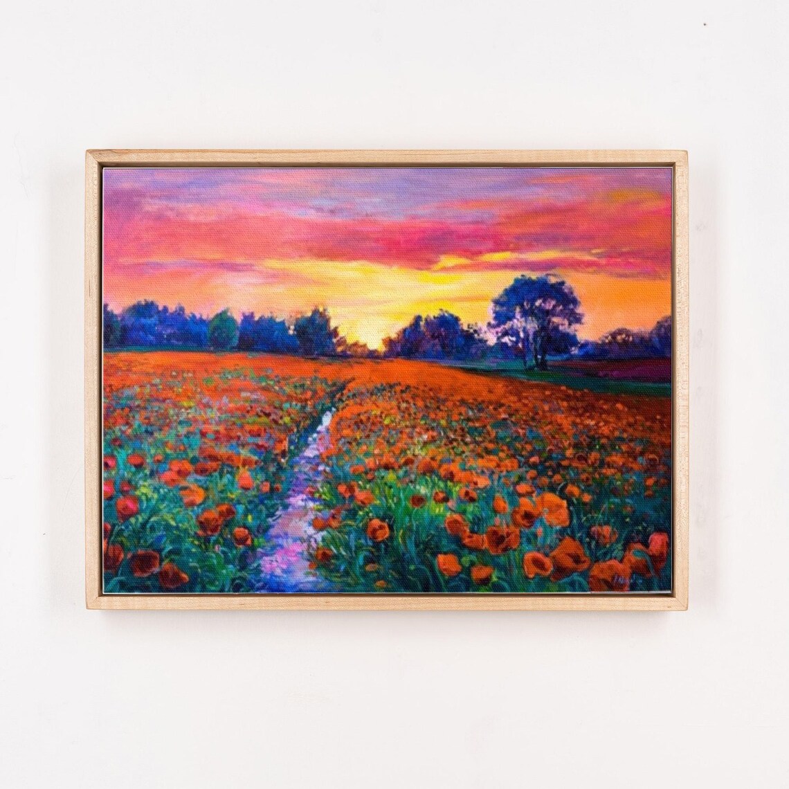 Red Poppy Field Winding Sunset Path Vibrant Flower Meadow Poster - Image 4
