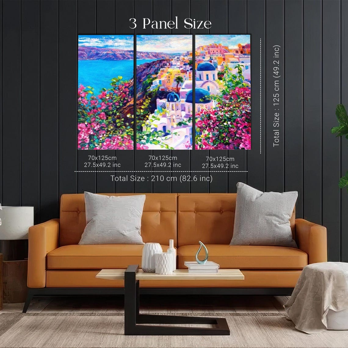Santorini Greece Blue Domes Bougainvillea Over Aegean Poster - Image 2