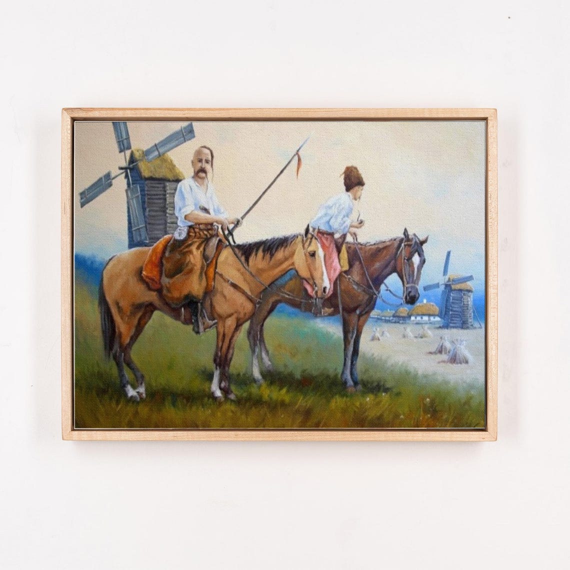Cossack Horsemen With Lance Riding Past Windmills Steppe Poster - Image 4