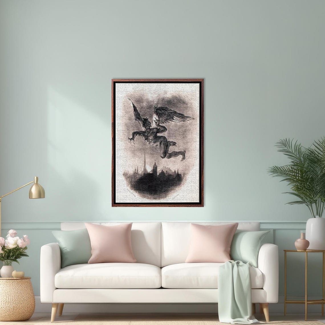 Mephistopheles Prologue In The Sky From Goethes Faust Print Modern Wall Decor Housewarming Gifts Framed Wall Art