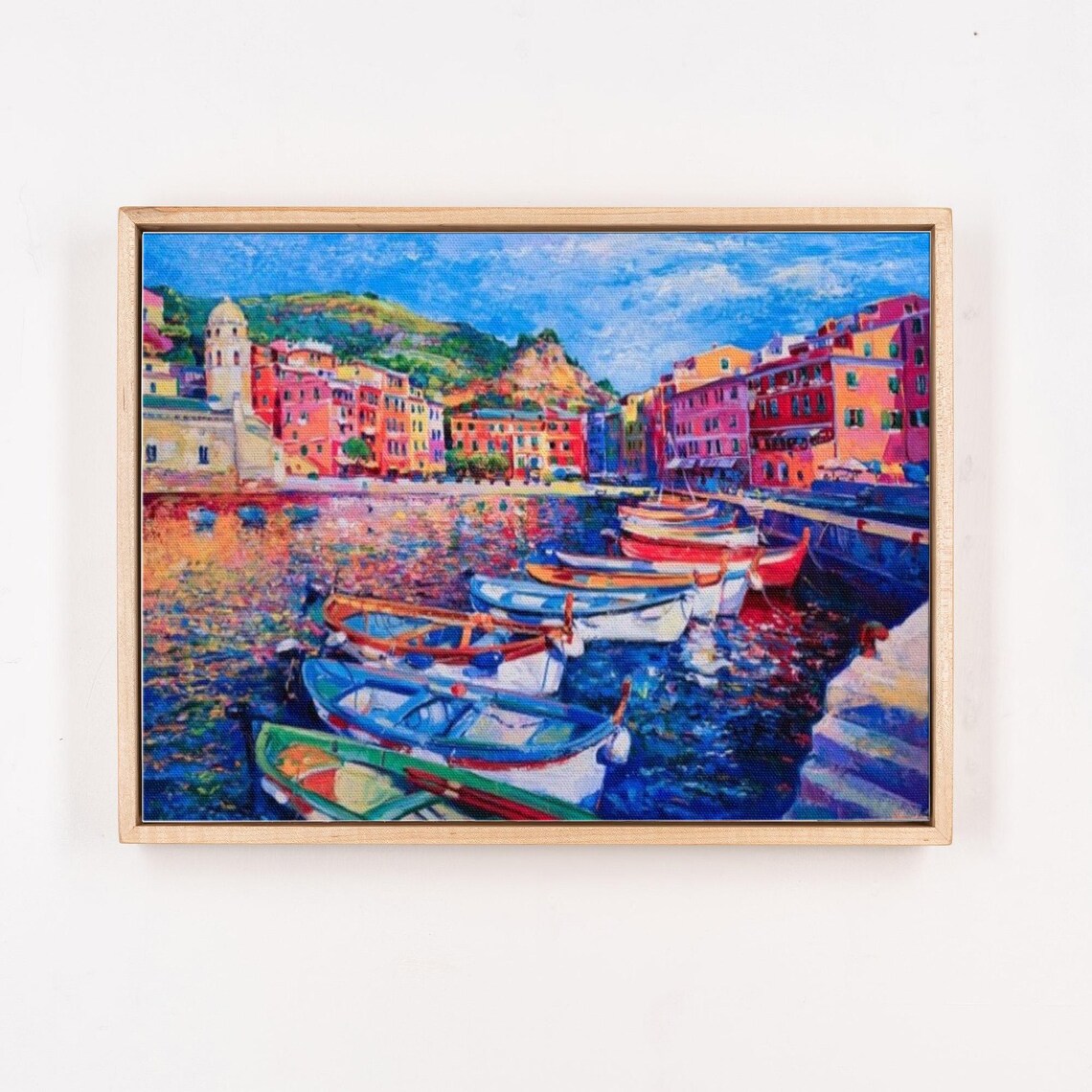 Colorful Coastal Harbor With Boats Italy Painting Scene Poster - Image 4