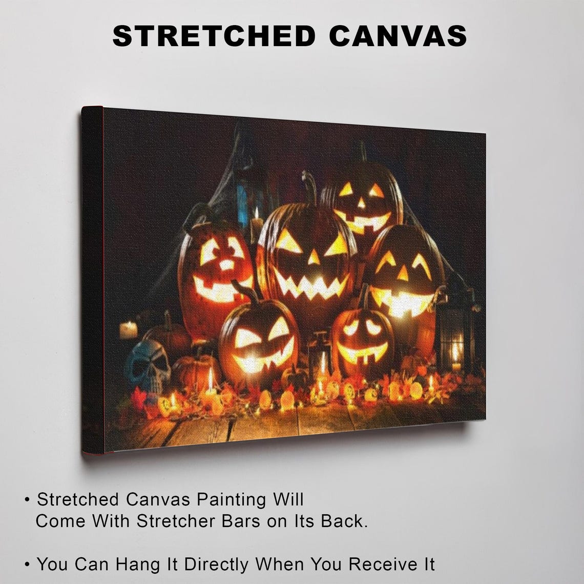 Glowing Jack-O-Lantern Pile With Candles Autumn Halloween Poster - Image 3