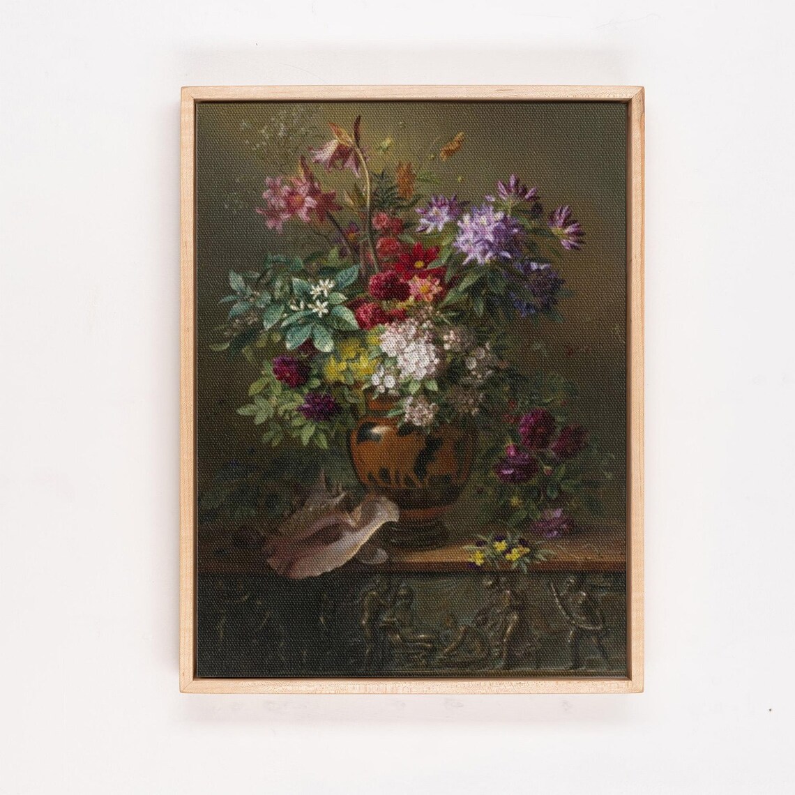 Classic Dark Floral Still Life Bouquet in Ornate Vase Poster - Image 4